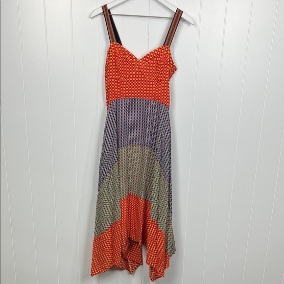 Maeve Dresses & Skirts - Maeve Anthropologie Maxi 6 Colorblock Straps Side Zip Lined Handkerchief Hem EUC